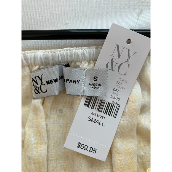 NY&C Yellow Eyelet Lace Milkmaid Dress Size Small Summer Gingham Puff Sleeve NEW - Picture 9 of 12